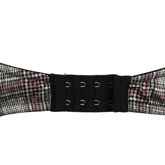 Victoria's Secret Dream Angels Lined Demi Push Up Tartan Plaid Gray Pink Bra 36D - Picture 5 of 9